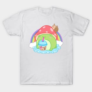 Frog Boba Bubble Tea Kawaii Anime Japanese Mushroom Snail T-Shirt